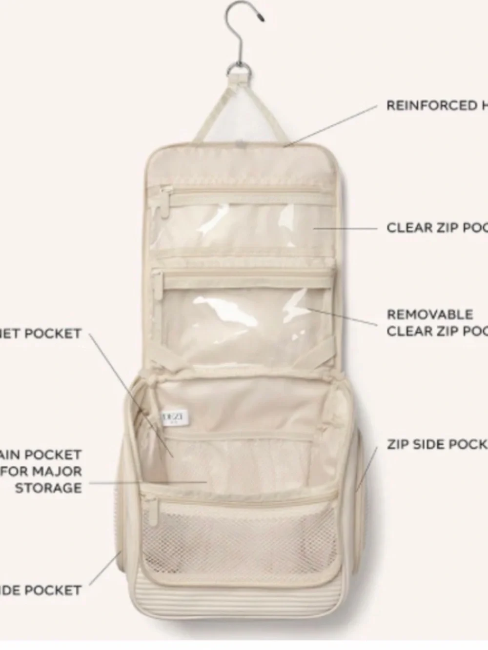 DEZI Ivory Ribbed Top-Handle Backpack - Picture 4 of 9